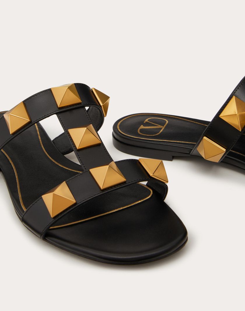 FLAT ROMAN STUD CALFSKIN SLIDE SANDAL - Image 3
